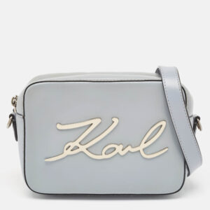 Karl Lagerfeld Light Blue Leather K/Signature Camera Crossbody Bag