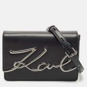 Karl Lagerfeld Black Leather K/Signature Shoulder Bag