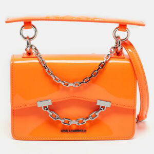 Karl Lagerfeld Neon Orange Patent Leather K/Karl Seven Top Handle Bag