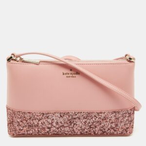 Kate Spade Pink Glitter and Leather Ramey Greta Court Crossbody Bag