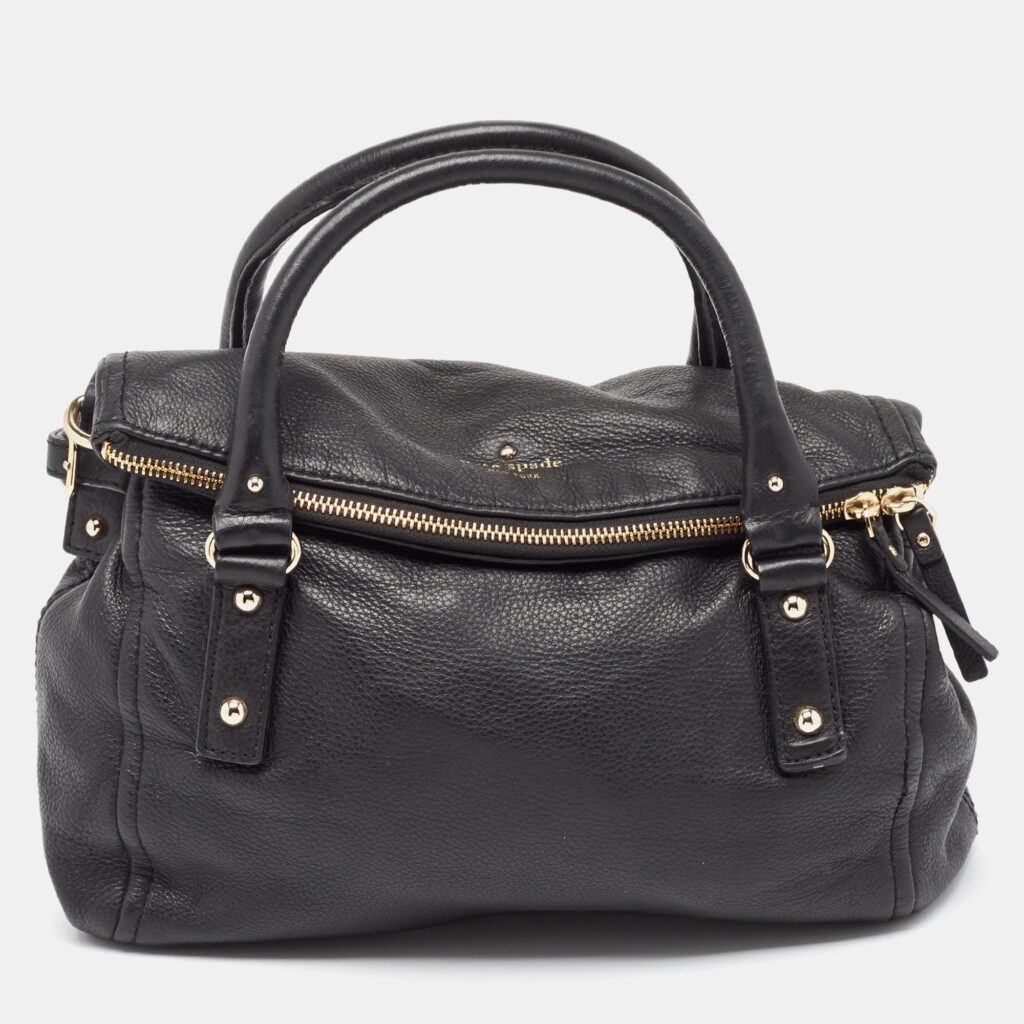luxury-women-kate-spade-used-handbags-p1026105-007 Kate Spade Black Leather Cobble Hill Leslie Satchel