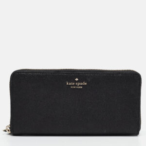 Kate Spade Black Glitter Leather New York Joeley Zip Continental Wallet