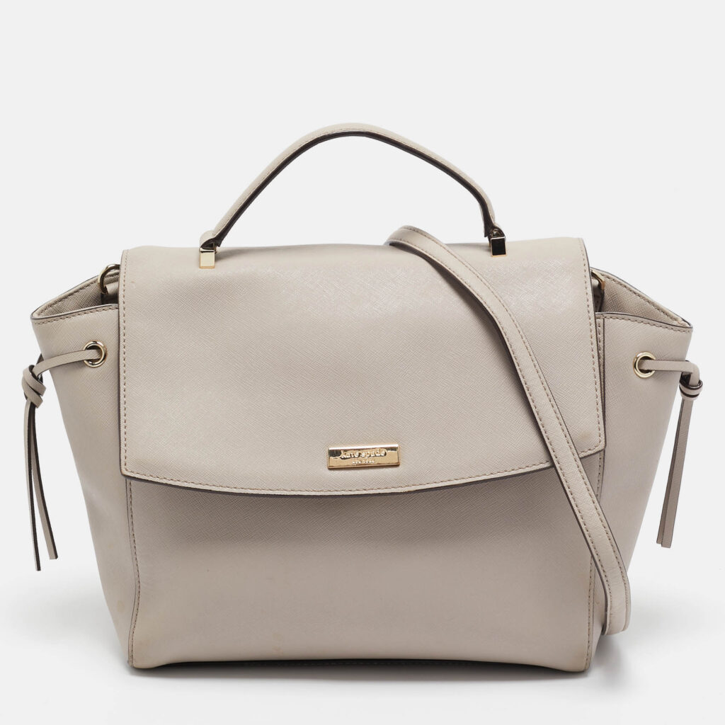 luxury-women-kate-spade-used-handbags-p1077698-015 Kate Spade Light Beige Leather Way Lilah Top Handle Bag