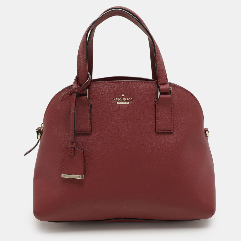 luxury-women-kate-spade-used-handbags-p1077728-015 Kate Spade Burgundy Leather Sylvia Dome Satchel