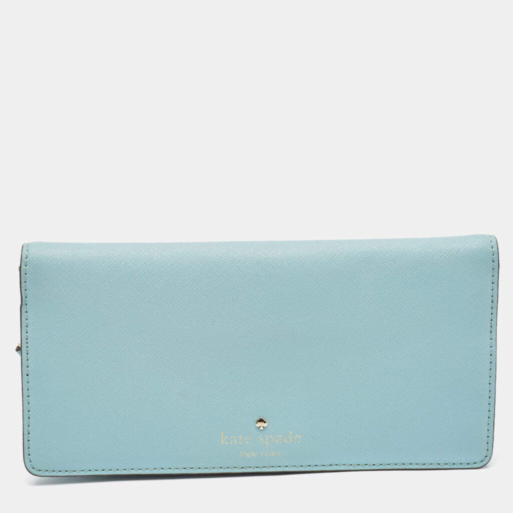 Kate Spade Light Blue Leather Bifold Continental Wallet