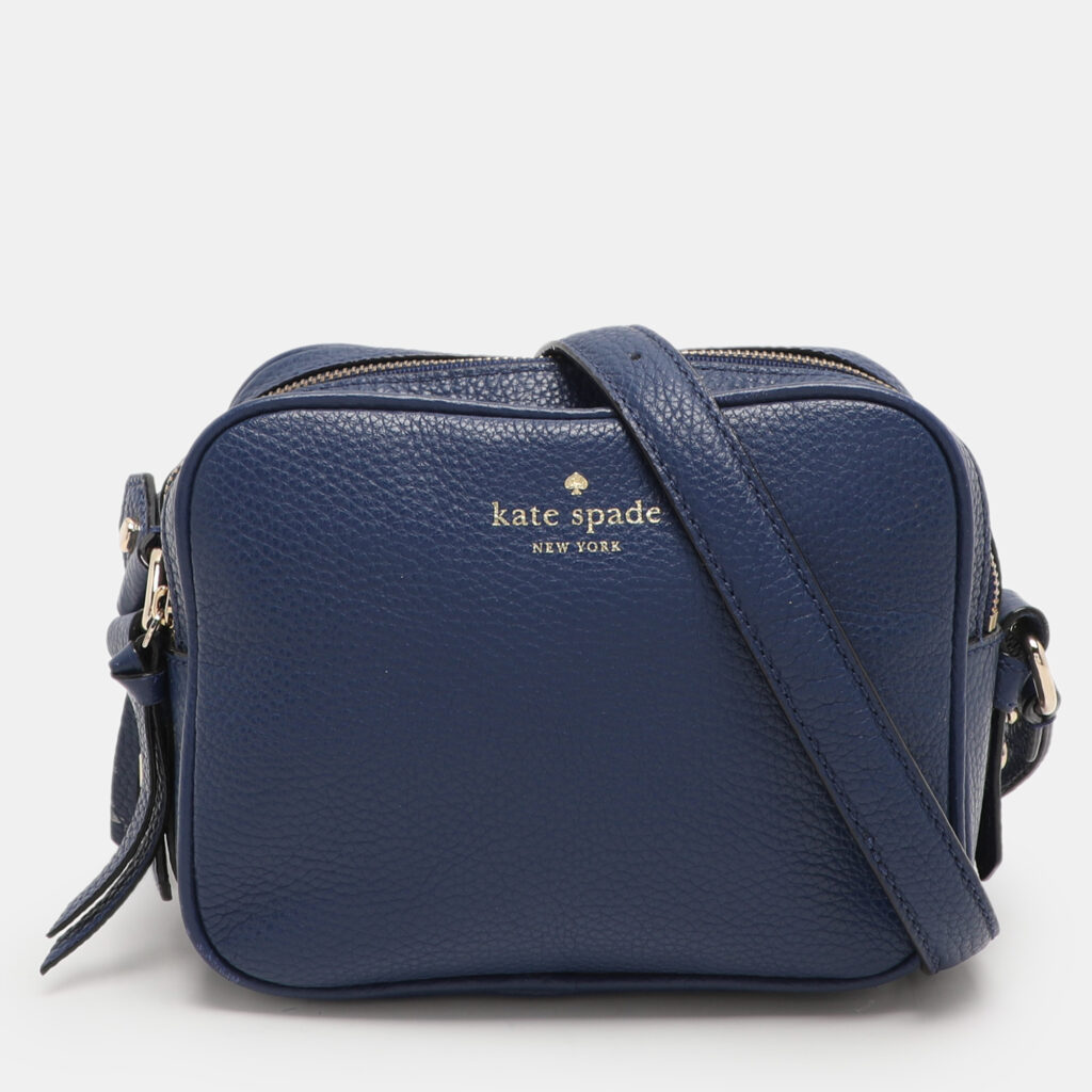 luxury-women-kate-spade-used-handbags-p1112857-001 Kate Spade Blue Leather Mulberry Street Pyper Double Zip Crossbody Bag