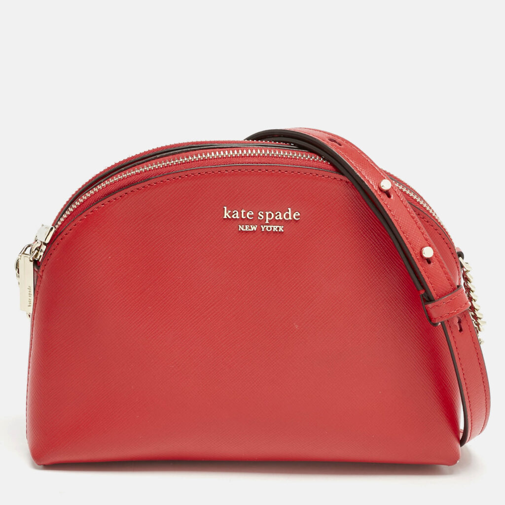 Kate Spade Red Leather Spencer Small Double Zip Crossbody Bag