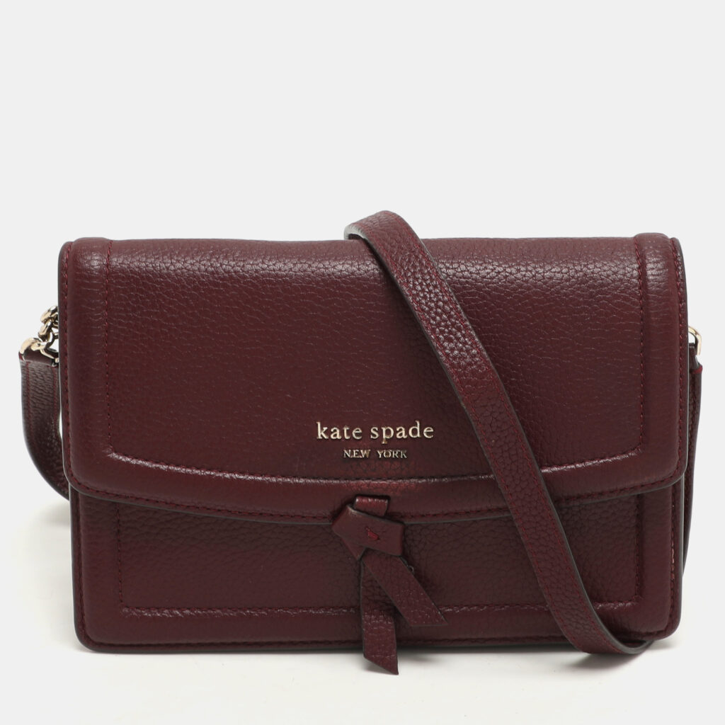 Kate Spade Burgundy Leather Knott Crossbody Bag