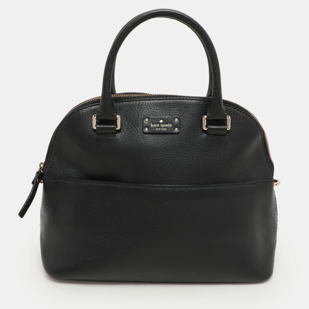 luxury-women-kate-spade-used-handbags-p1156609-018 Kate Spade Black Leather Dome Satchel