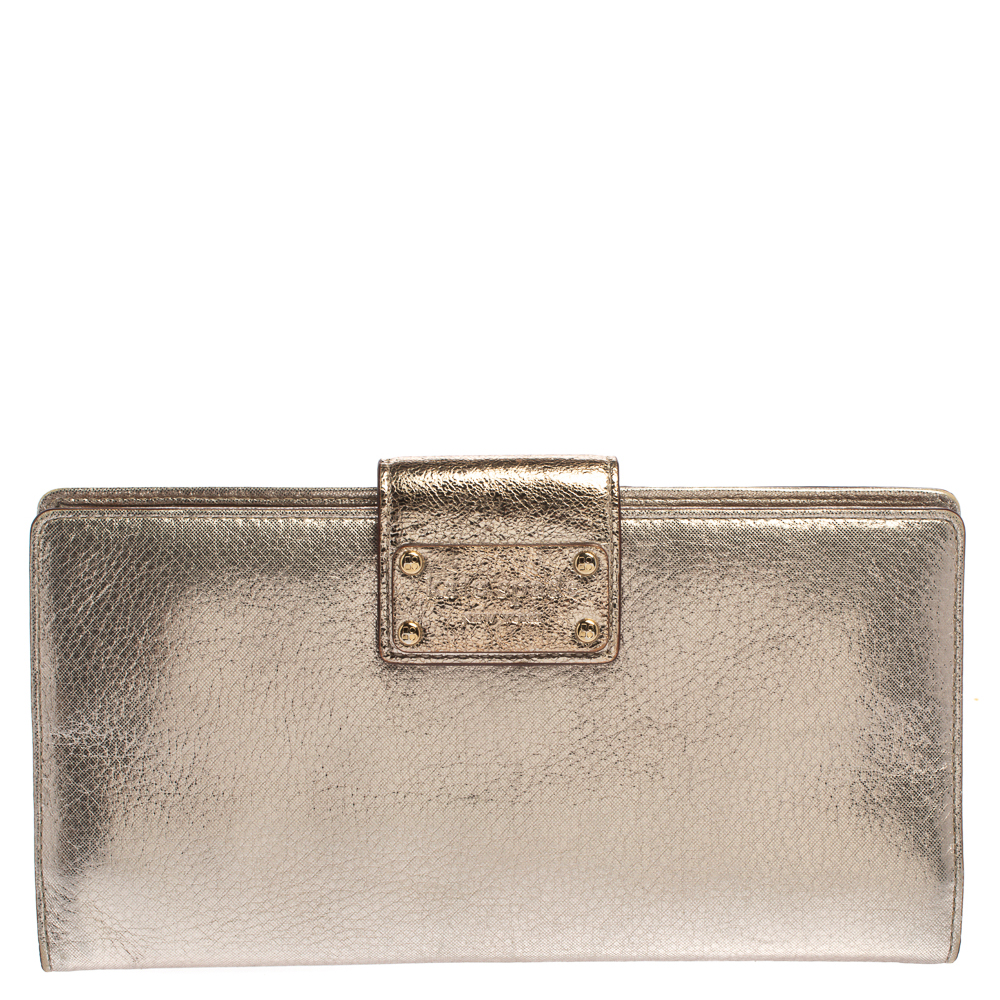luxury-women-kate-spade-used-handbags-p370826-001 Kate Spade Gold Shimmer Leather Flap Clutch