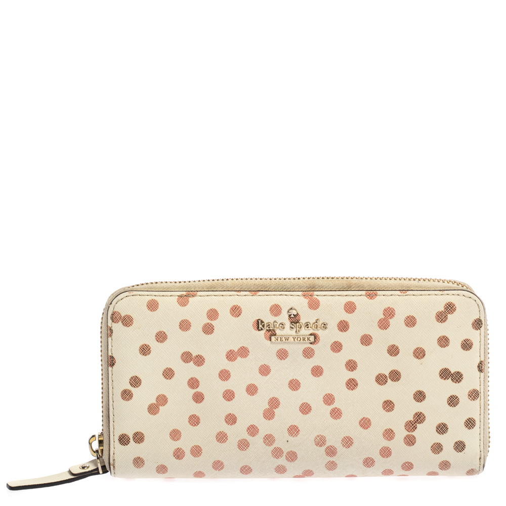 luxury-women-kate-spade-used-handbags-p376138-004 Kate Spade White/Red Polka Dots Zip Around Wallet