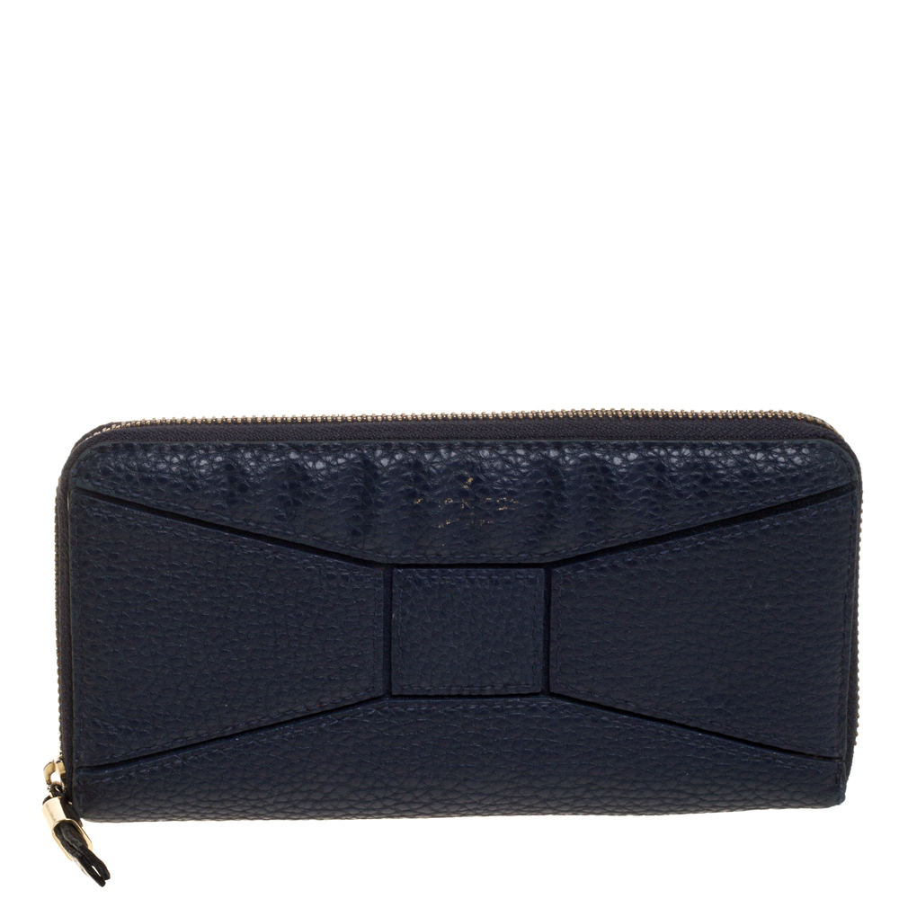 luxury-women-kate-spade-used-handbags-p377043-006 Kate Spade Navy Blue Leather Zip Around Wallet