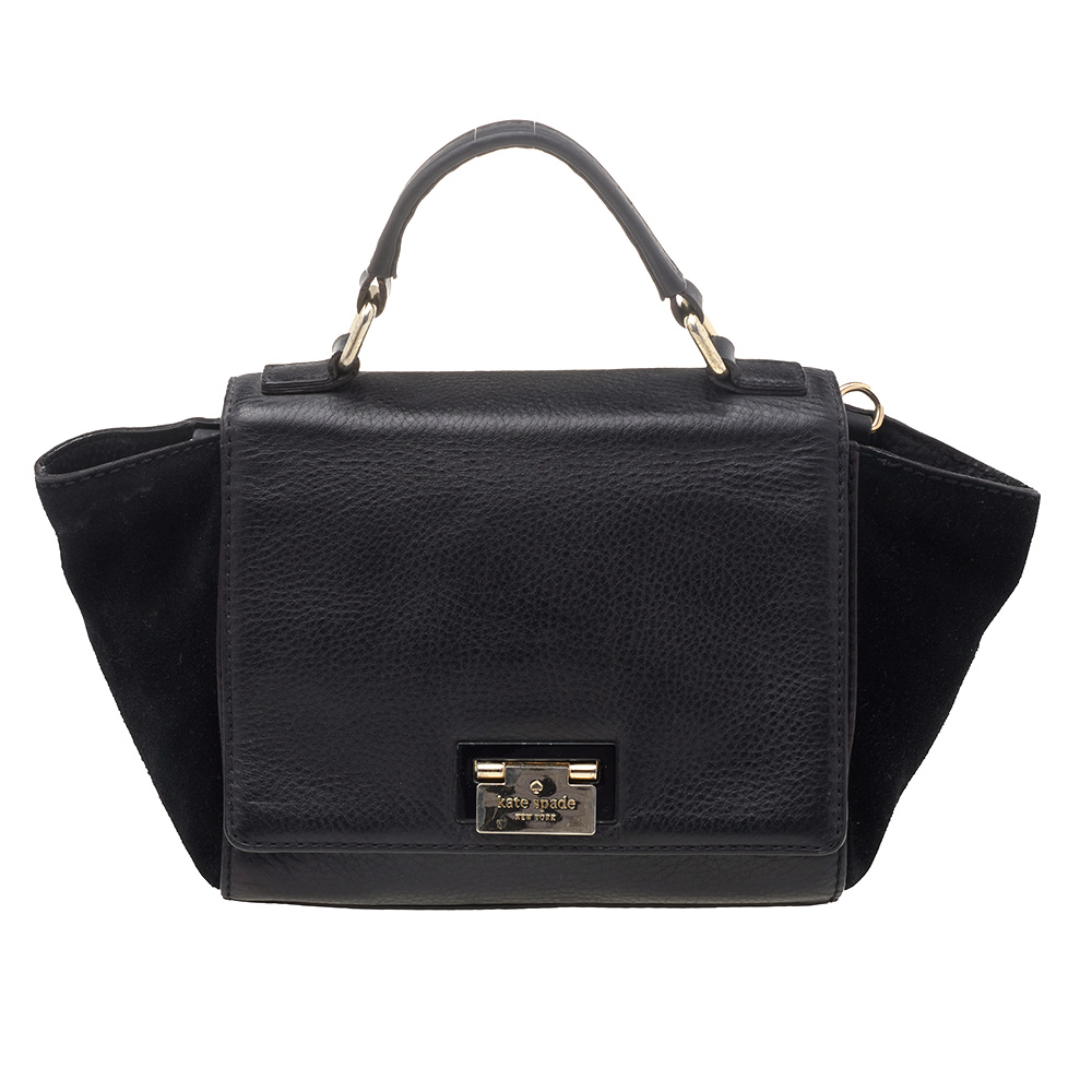 luxury-women-kate-spade-used-handbags-p531532-002-2 Kate Spade Black Leather And Suede Magnolia Park Top Handle Bag