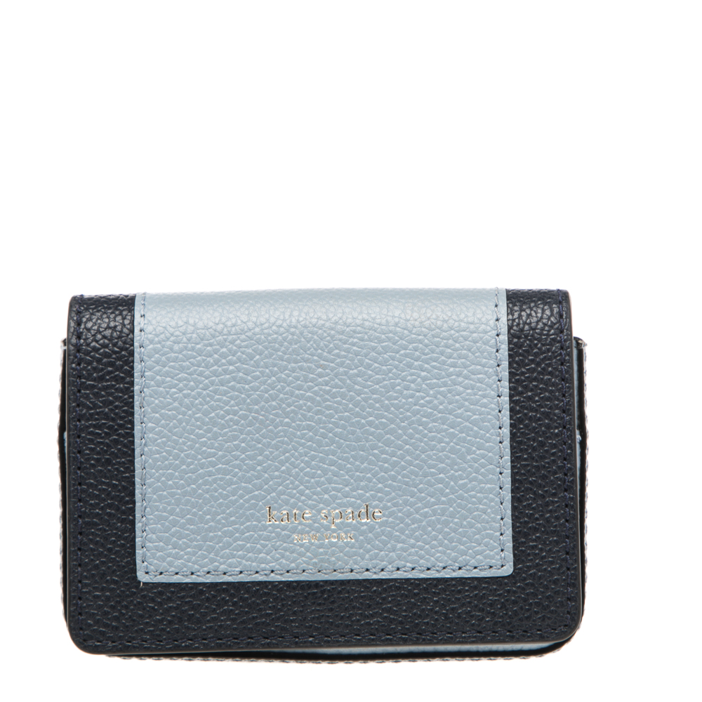 luxury-women-kate-spade-used-handbags-p541300-004-2 Kate Spade Two Tone Blue Leather Margaux Card Case