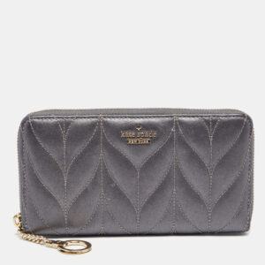 Kate Spade Grey Briar Lane Quilted Leather Neda Zip Around Wallet