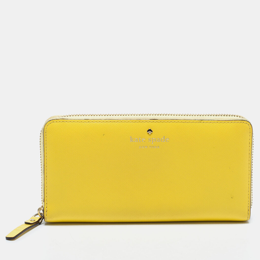 luxury-women-kate-spade-used-handbags-p733859-015 Kate Spade Yellow Leather Zip Around Wallet