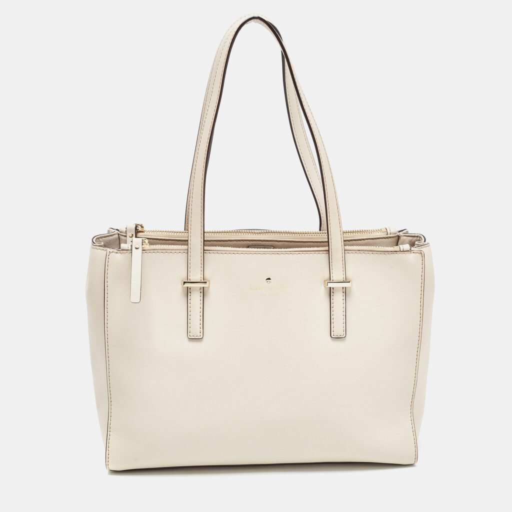 luxury-women-kate-spade-used-handbags-p835107-015 Kate Spade Light Beige Leather Cedar Street Jensen Tote