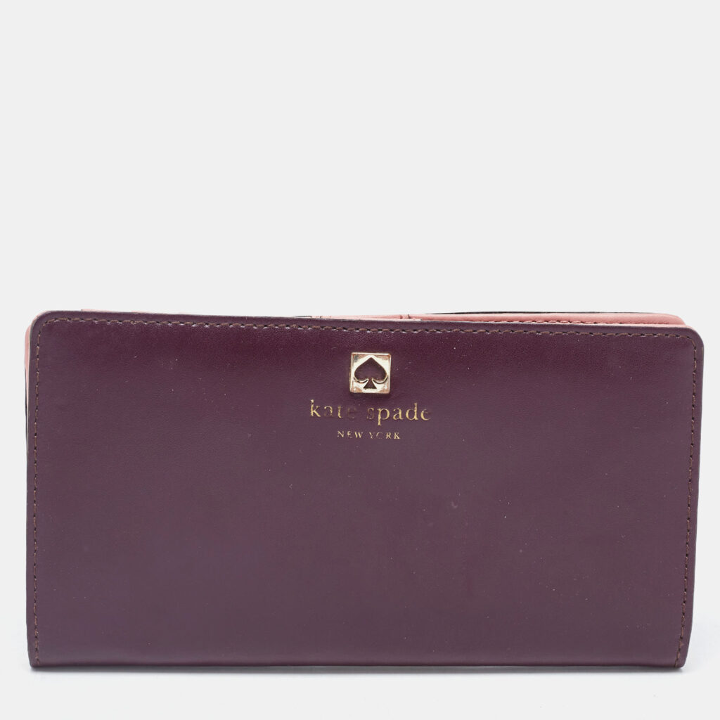 luxury-women-kate-spade-used-handbags-p842122-012 Kate Spade Purple/Pink Leather Adel Bifold Wallet