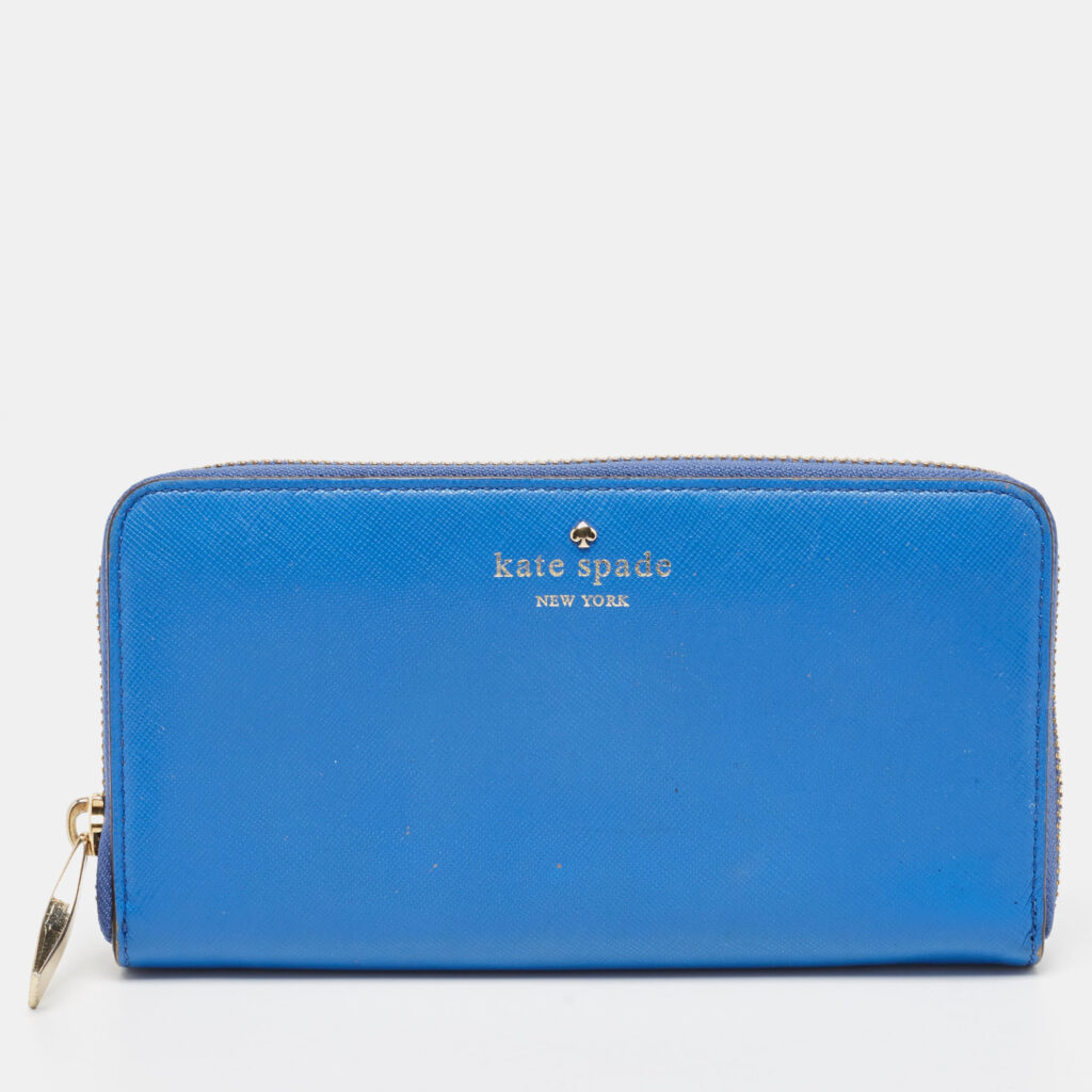 luxury-women-kate-spade-used-handbags-p889343-012 Kate Spade Blue Leather Zip Around Wallet
