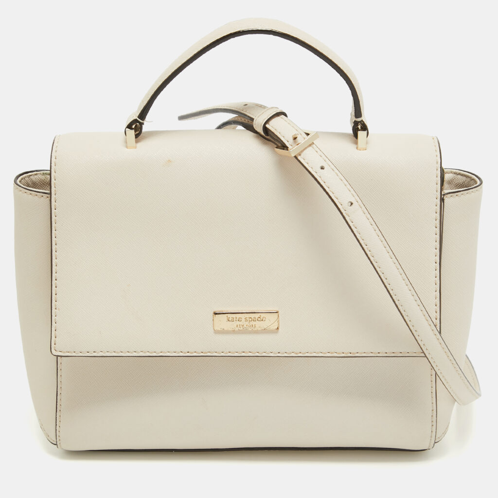 luxury-women-kate-spade-used-handbags-p929760-001 Kate Spade Off White Leather Charline Arbour Hill Top Handle Bag