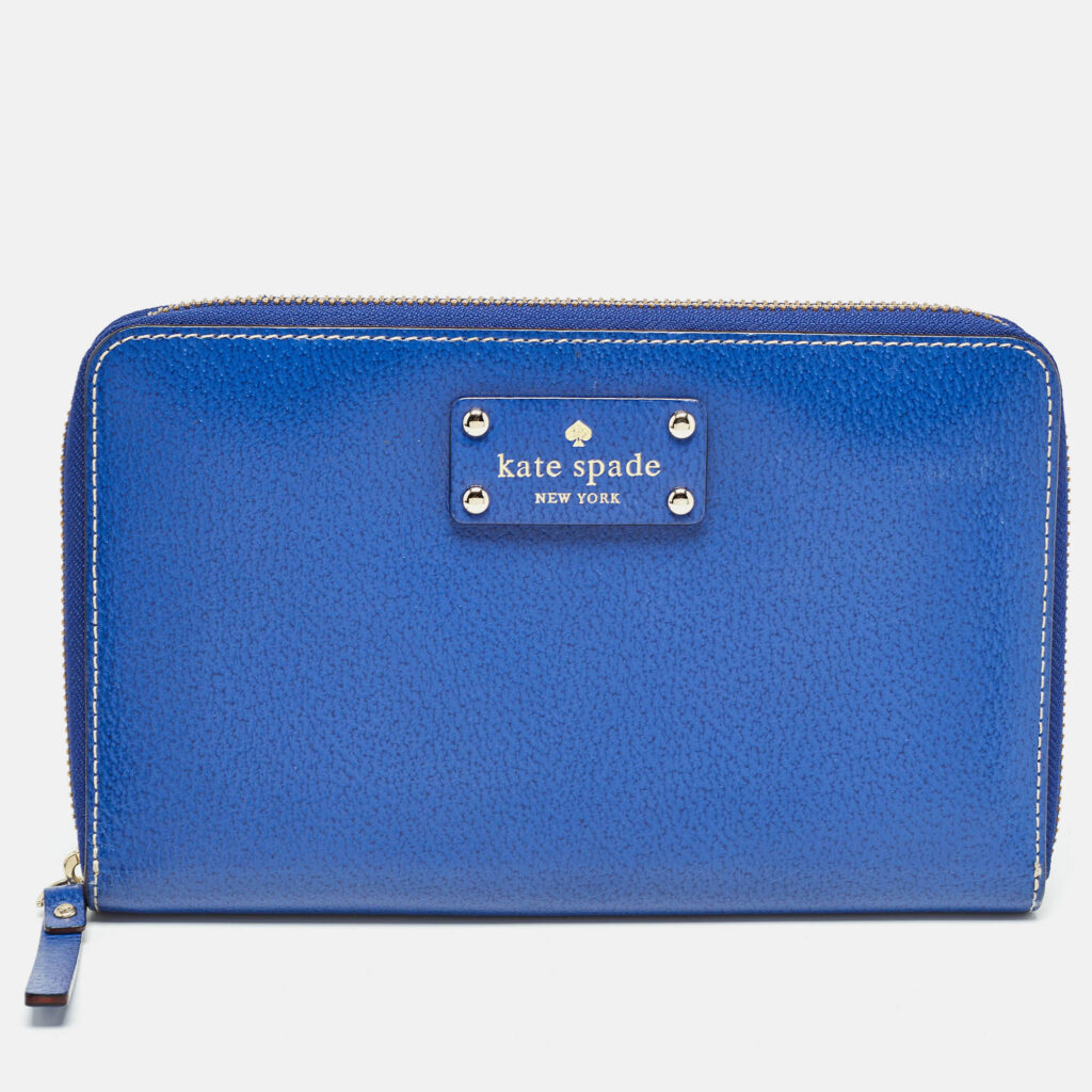 luxury-women-kate-spade-used-handbags-p981298-013 Kate Spade Blue Leather Zip Organizer Clutch