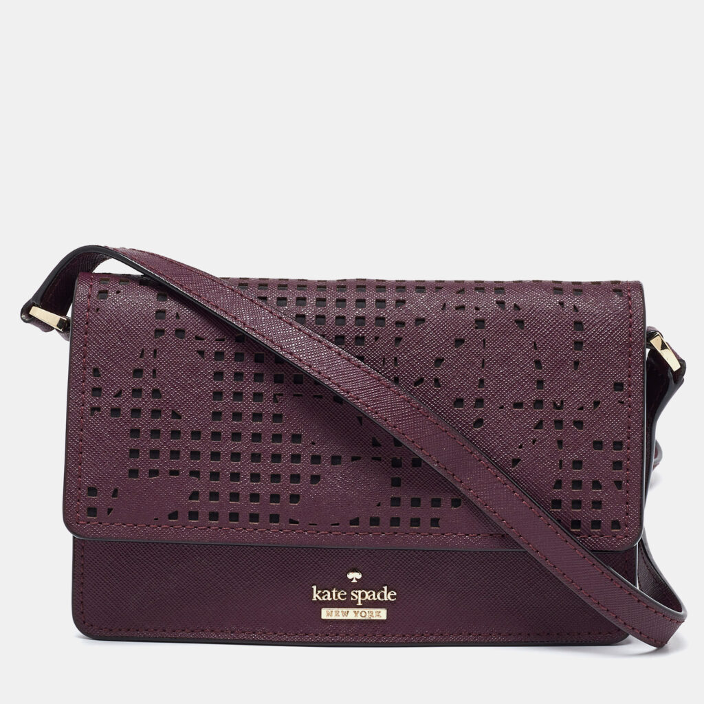 luxury-women-kate-spade-used-handbags-p993090-009 Kate Spade Burgundy Leather Flap Crossbody Bag