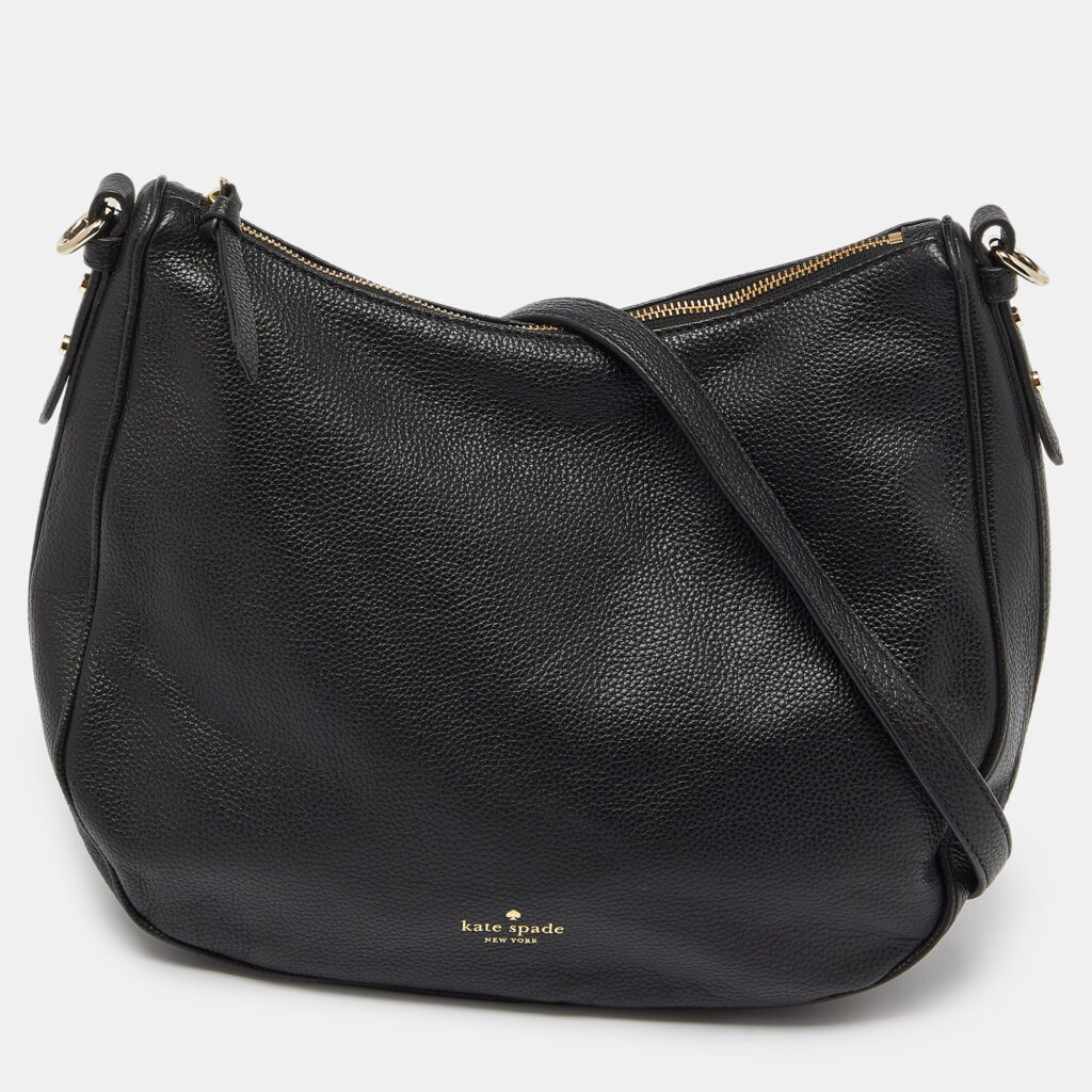 luxury-women-kate-spade-used-handbags-p994715-008 Kate Spade Black Leather Zip Shoulder Bag