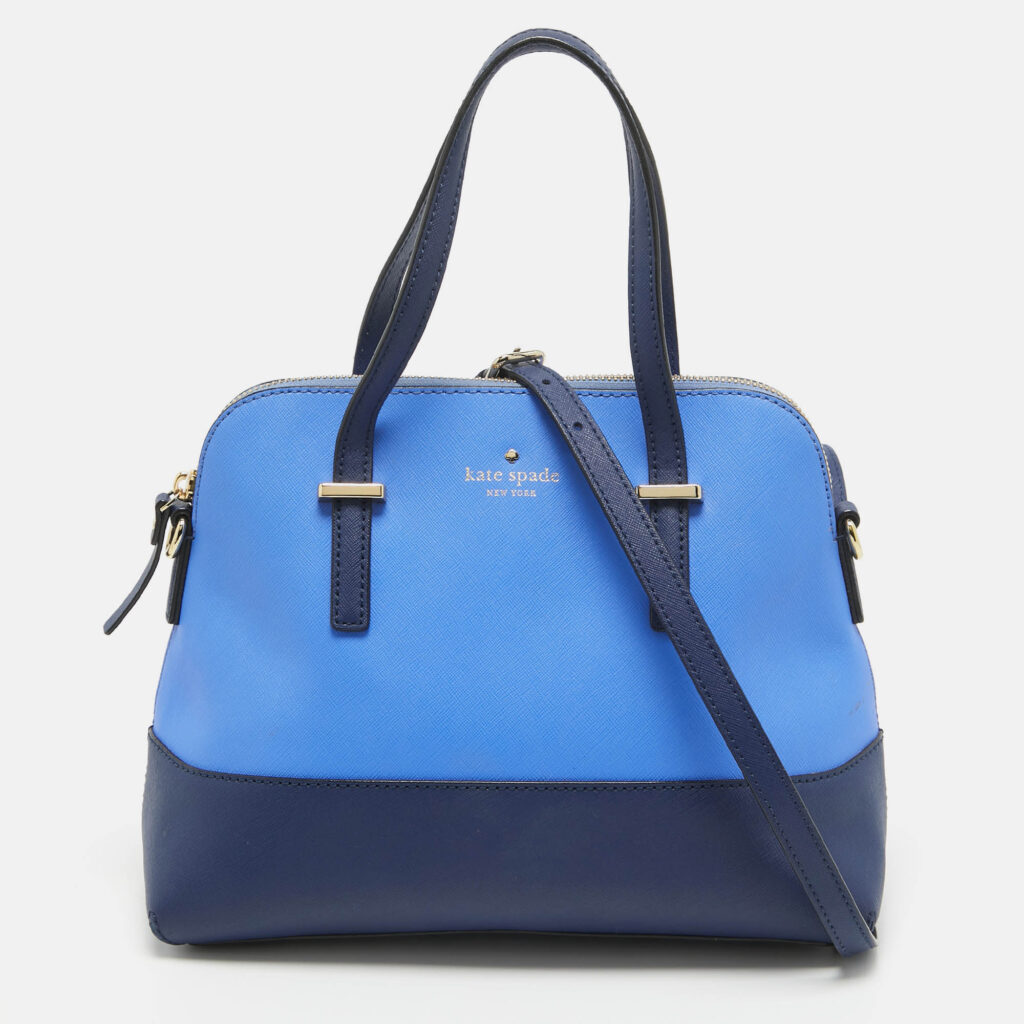 luxury-women-kate-spade-used-handbags-p997873-004 Kate Spade Two Tone Blue Leather Cedar Street Maise Satchel