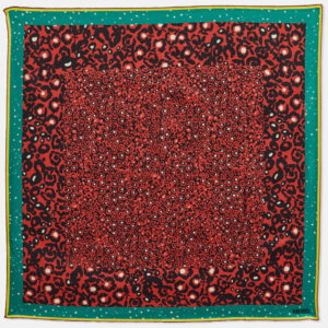 Kenzo Red Leopard Print Silk Scarf