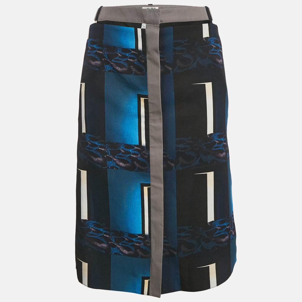 luxury-women-kenzo-new-clothes-p1112191-002 Kenzo Blue/Multicolor Printed Crepe Short Skirt L