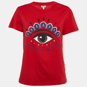 Kenzo Red Logo Tiger Print Crew Neck T-Shirt L