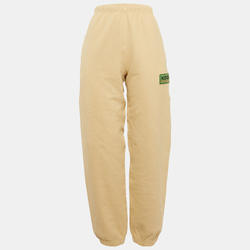 luxury-women-kenzo-new-clothes-p1164434-001 Kenzo Beige Cotton Knit Applique Detail Classic Jogger Pants S