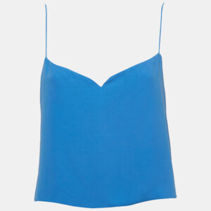 Kenzo Blue Crepe Sweetheart Neck Strappy Top M