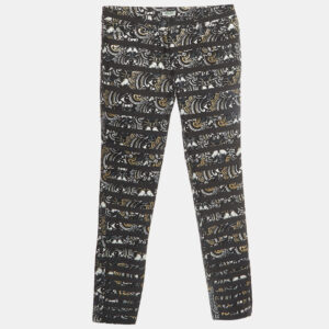 Kenzo Black 'The Eye' Print Gabardine Stripe Applique Trousers M