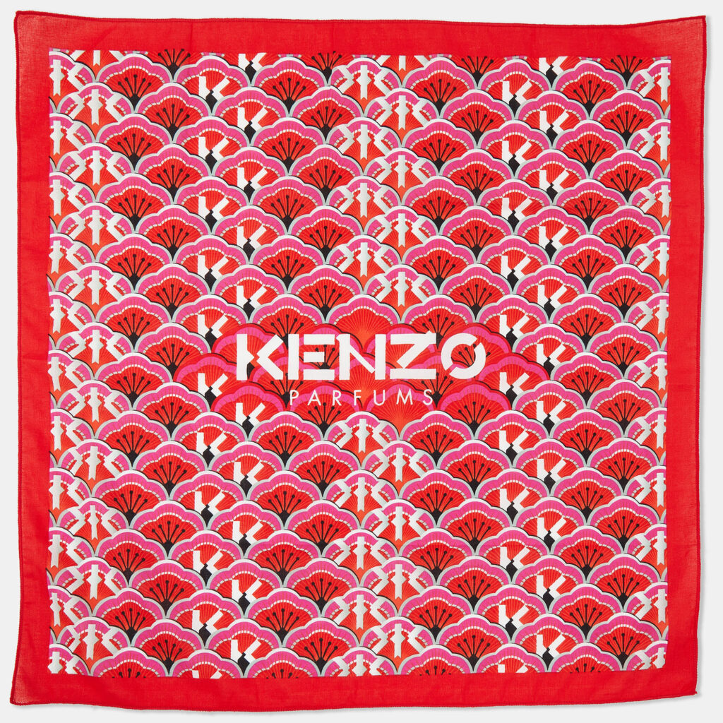 luxury-women-kenzo-used-accessories-p918649-001 Kenzo Red All-Over Print Cotton Square Neckerchief