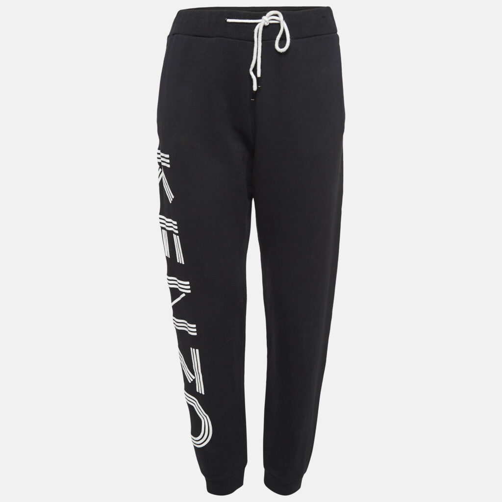 luxury-women-kenzo-used-clothes-p1028738-001 Kenzo Black Cotton Knit Printed Track Pants M