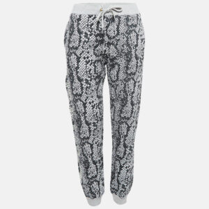 Kenzo Black/White Snake Print Cotton Knit Track Pants M