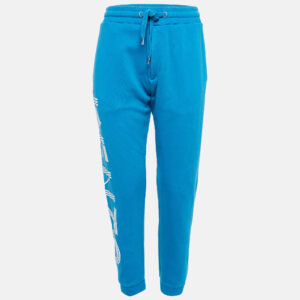 Kenzo Blue Cotton Knit Printed Track Pants S