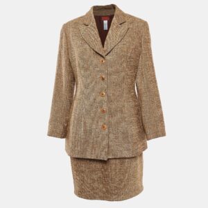 Kenzo Brown Wool Blazer and Skirt Set L