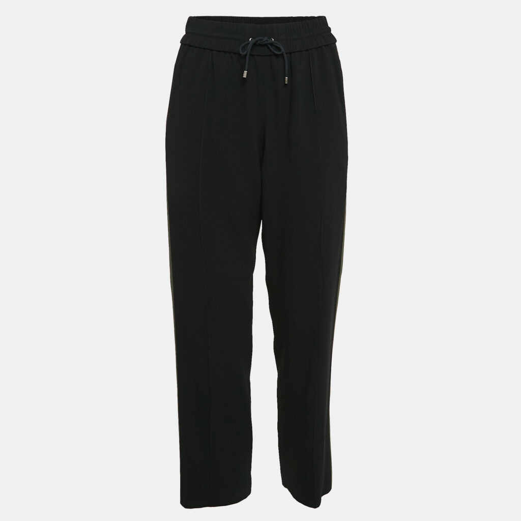Kenzo Black Side Stripe Crepe Tack Pants S