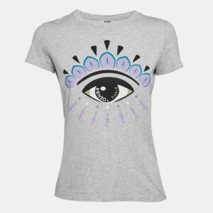 Kenzo Grey Eye Print Jersey Crew Neck T-Shirt XS