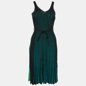 Kenzo Black/Multicolor Rib Knit Jersey Two-Toned Sleeveless Dress XS