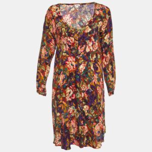 Kenzo Multicolor Abstract Print Crepe Short Dress M