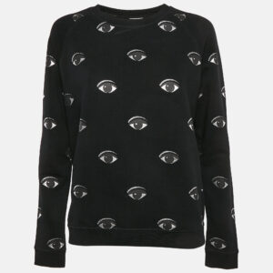 Kenzo Black Eye Logo Printed Cotton Knit Sweatshirt S