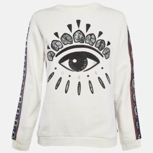 Kenzo Multicolor Eye Logo Embroidered Cotton Knit Sweatshirt L