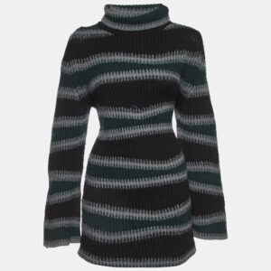 Kenzo Multicolor Stripe Wool Turtleneck Sweater Mini Dress M