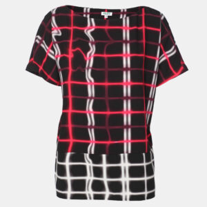 Kenzo Multicolor Check Pattern Crepe Top M