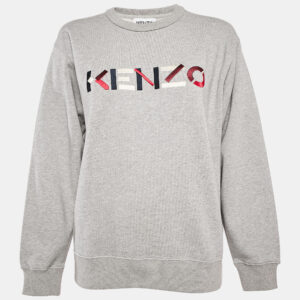 Kenzo Grey Logo Embroidery Crewneck Sweatshirt M