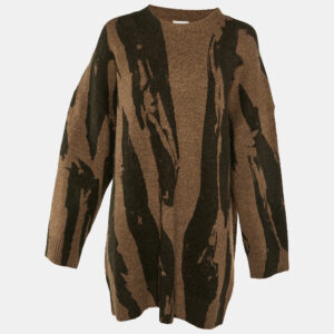 Kenzo Brown Pattern Knit Crewneck Sweater Dress XL