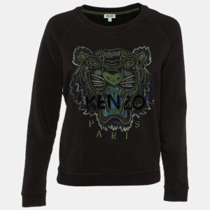 Kenzo Black Tiger Embroidered Cotton Crew Neck Sweatshirt S